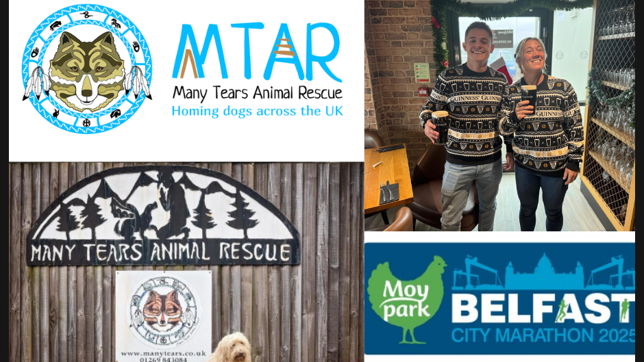 Sally and Kiegan Belfast Marathon for Many Tears Animal Rescue